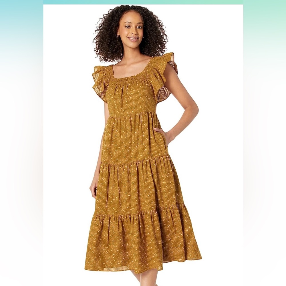Madewell ruffle sleeve tiered Midi dress in Daisy Stitch XXS